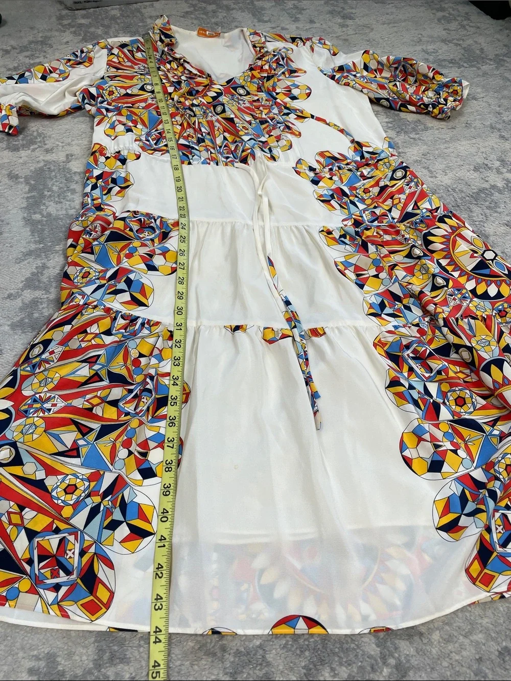 Tory Burch Arabella Psychedelic Silk Dress Geometric Boho Sz L